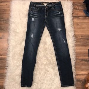 Distressed Straight- Leg Skinny Jean